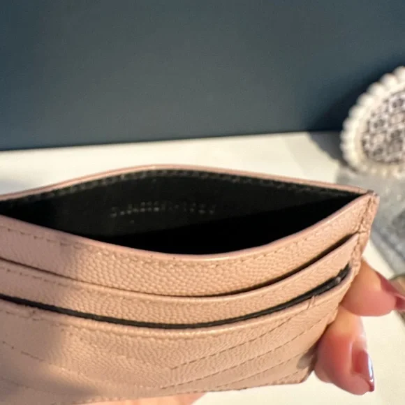 Auth YSL Cassandre Matelasse Card Case Grain De Poudre Embossed Leather in box - Picture 7 of 13